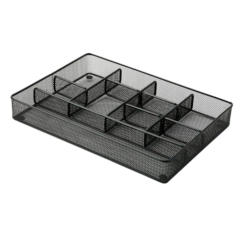 10-Compartment Black Metal Drawer Organizer 1 10-Compartment Black Metal Drawer Organizer