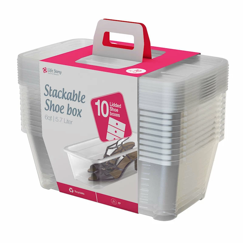 10-Piece Clear Shoe Box Set, 6qt 1 10-Piece Clear Shoe Box Set, 6qt