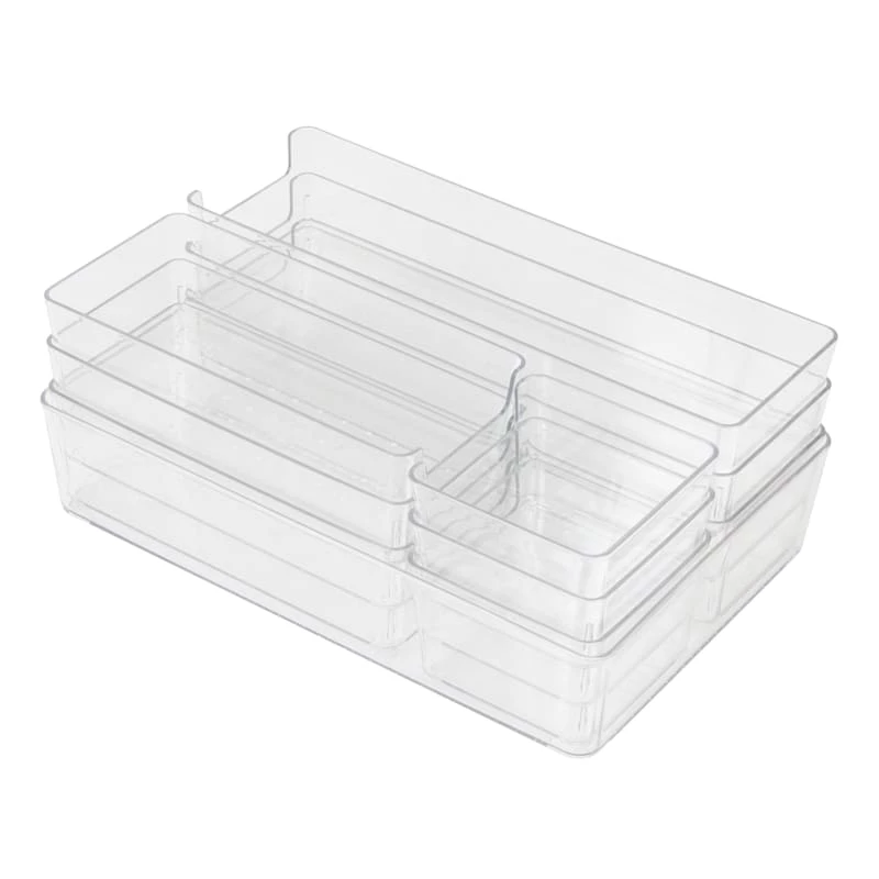 10-Piece Set Clear Plastic Desk Organizer Set 1 10-Piece Set Clear Plastic Desk Organizer Set
