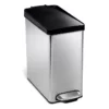 10L (2.6 Gal) Profile Step Can Brushed Stainless Steel With Black Plastic Lid