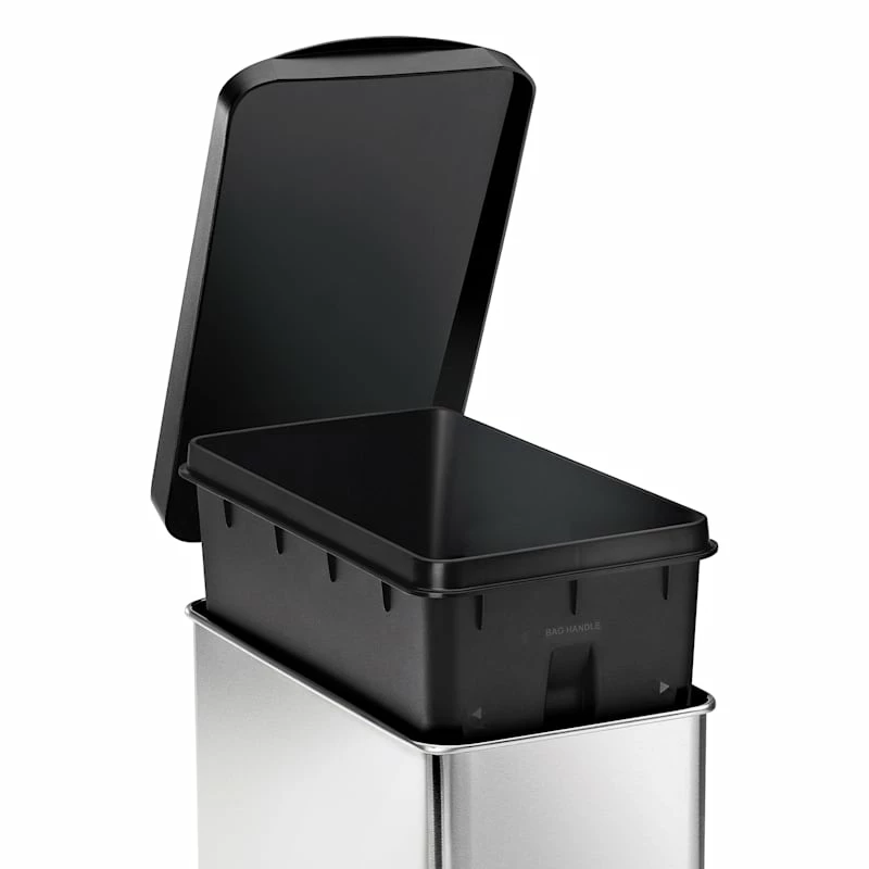 10L (2.6 Gal) Profile Step Can Brushed Stainless Steel With Black Plastic Lid 3 10L (2.6 Gal) Profile Step Can Brushed Stainless Steel With Black Plastic Lid - Image 3