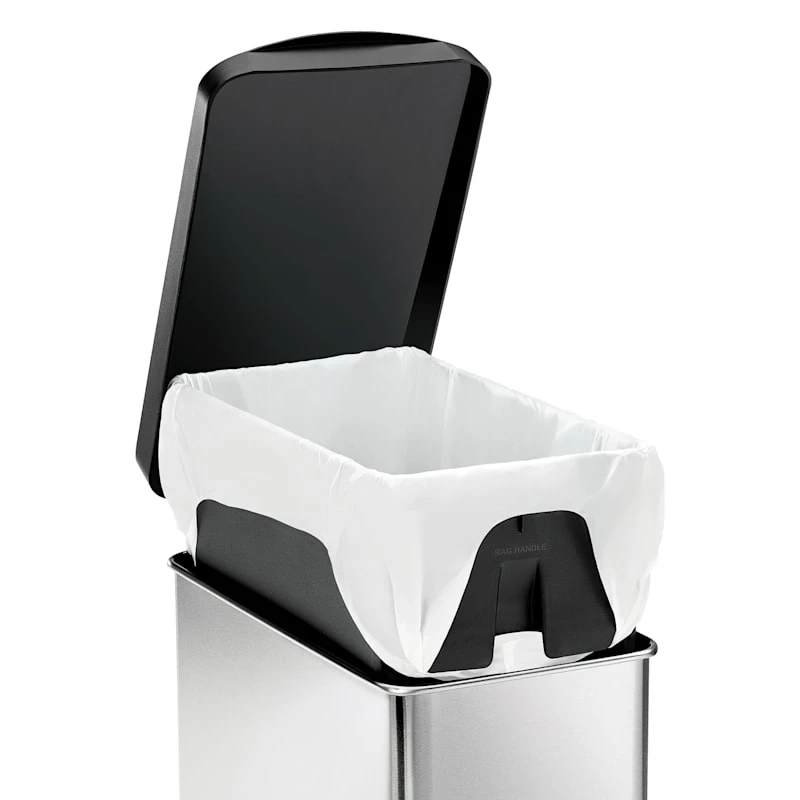 10L (2.6 Gal) Profile Step Can Brushed Stainless Steel With Black Plastic Lid 4 10L (2.6 Gal) Profile Step Can Brushed Stainless Steel With Black Plastic Lid - Image 4