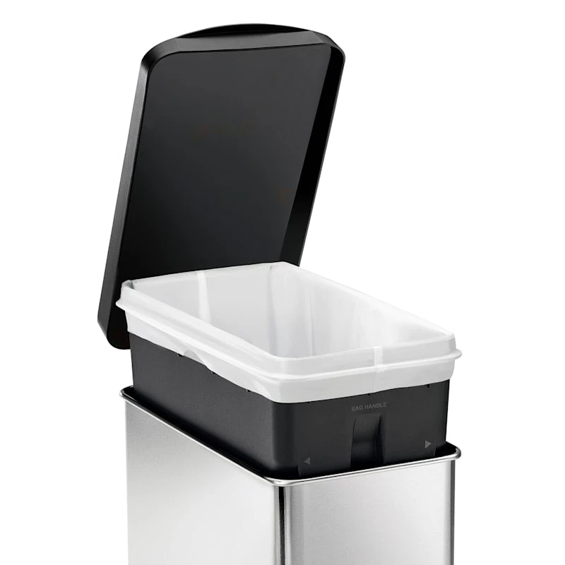 10L (2.6 Gal) Profile Step Can Brushed Stainless Steel With Black Plastic Lid 5 10L (2.6 Gal) Profile Step Can Brushed Stainless Steel With Black Plastic Lid - Image 5