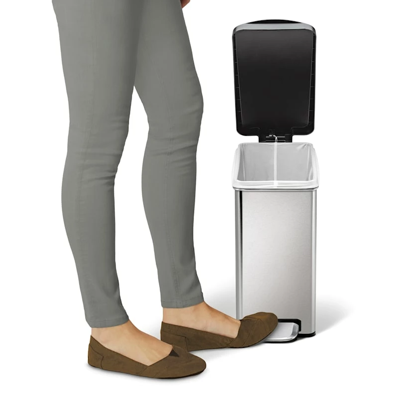 10L (2.6 Gal) Profile Step Can Brushed Stainless Steel With Black Plastic Lid 7 10L (2.6 Gal) Profile Step Can Brushed Stainless Steel With Black Plastic Lid - Image 7