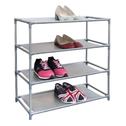12-Pair Nonwoven Standing Shoe Rack, Grey