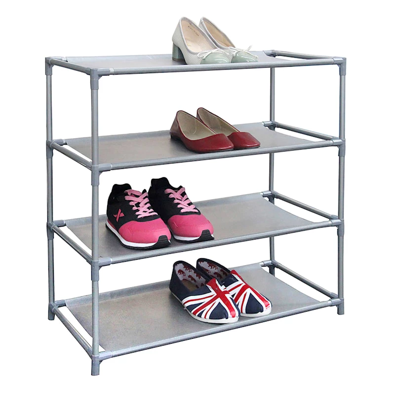 12-Pair Nonwoven Standing Shoe Rack, Grey 1 12-Pair Nonwoven Standing Shoe Rack, Grey