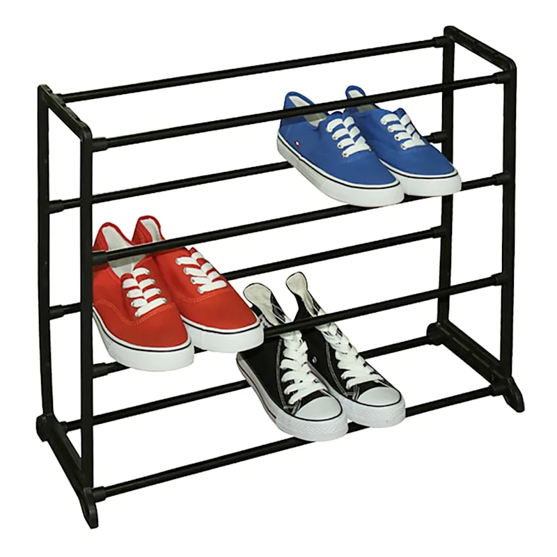 12-Pair Standing Shoe Rack, Black 1 12-Pair Standing Shoe Rack, Black