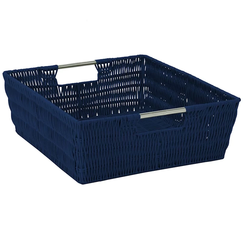 15X13X5 Woven Shelf Tote Navy 1 15X13X5 Woven Shelf Tote Navy