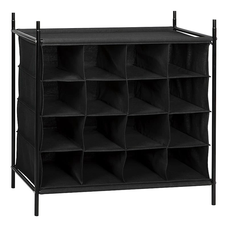 16-Compartment Black Stackable Storage Rack 1 16-Compartment Black Stackable Storage Rack