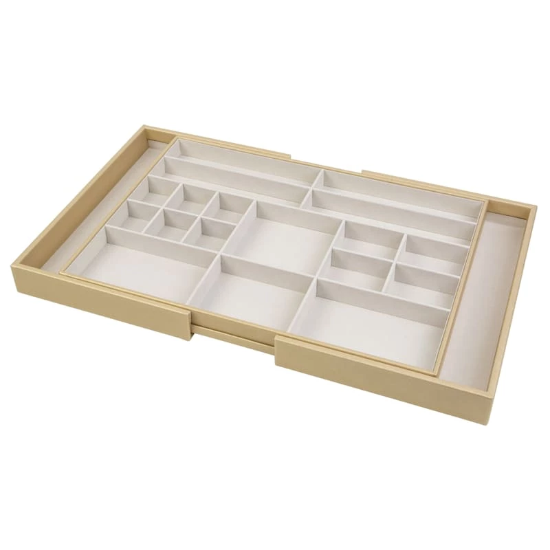 18-Compartment Expandable Jewelry Organizer, Gold Pebble 1 18-Compartment Expandable Jewelry Organizer, Gold Pebble