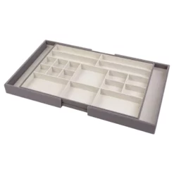 18-Compartment Expandable Jewelry Organizer, Grey Velvet