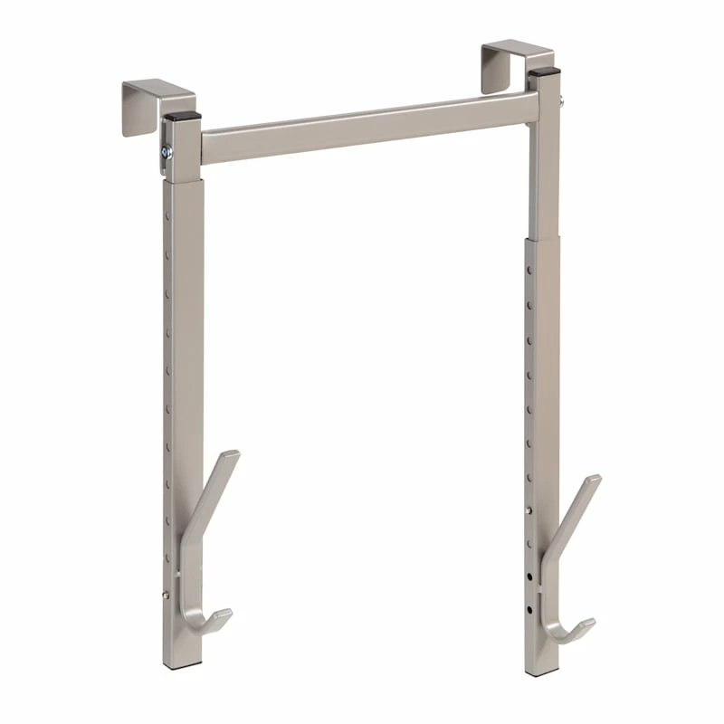 2-Hook Adjustable Over The Door Hanger, Satin Nickel 1 2-Hook Adjustable Over The Door Hanger, Satin Nickel