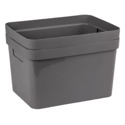 2-Pack 15L Grey Storage Container, Large