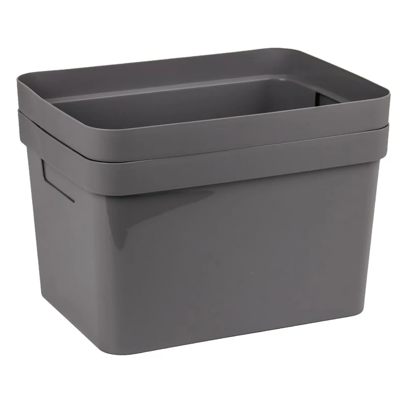 2-Pack 15L Grey Storage Container, Large 1 2-Pack 15L Grey Storage Container, Large