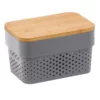 2-Pack Grey Plastic Storage Container With Bamboo Lid, Small