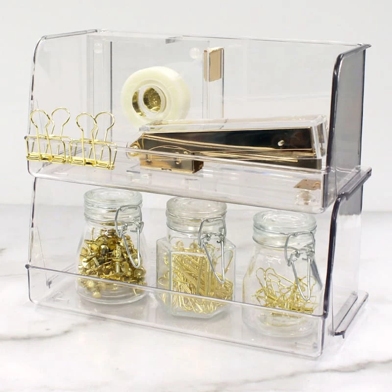 2-Piece Clear Stackable Storage Bin, Small 2 2-Piece Clear Stackable Storage Bin, Small - Image 2