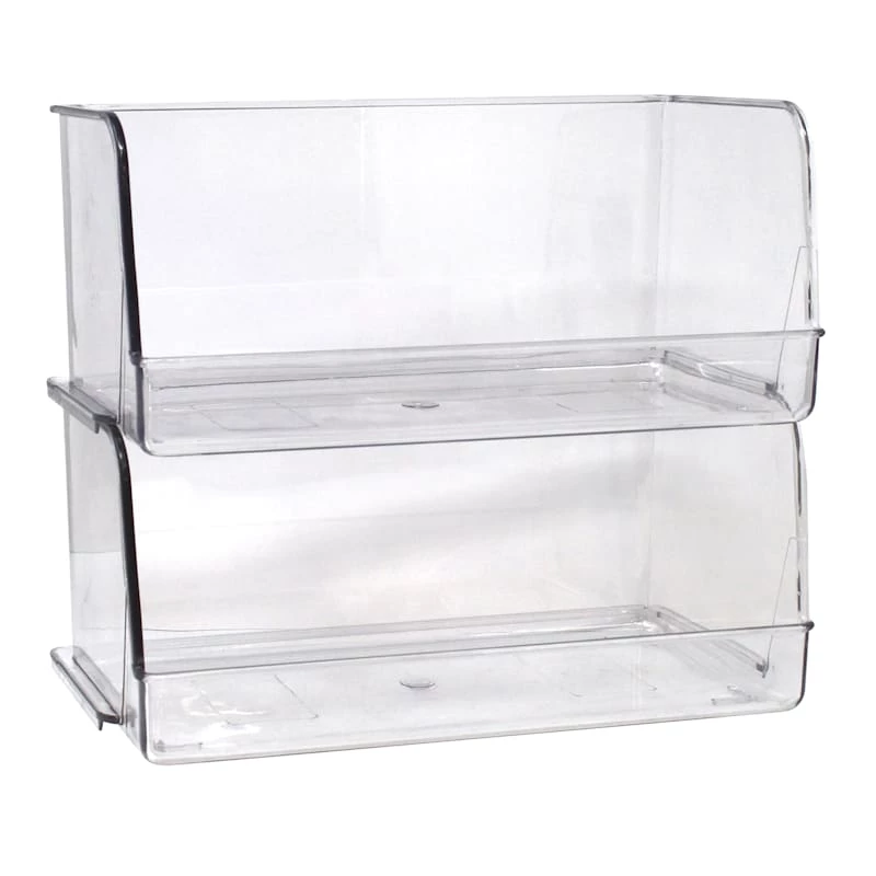 2-Piece Clear Stackable Storage Bin, Small 1 2-Piece Clear Stackable Storage Bin, Small