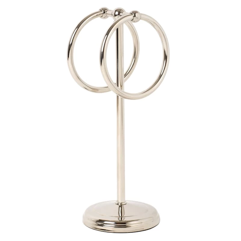2-Ring Spheres Satin Nickel Fingertip Towel Stand 1 2-Ring Spheres Satin Nickel Fingertip Towel Stand