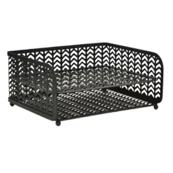 2-Tier Matte Black Chevron Punched Metal File Organizer