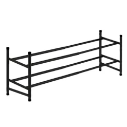 2-Tier Metal Shoe Rack, Black