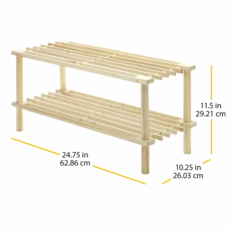 2-Tier Natural Wooden Shoe Rack 2 2-Tier Natural Wooden Shoe Rack - Image 2