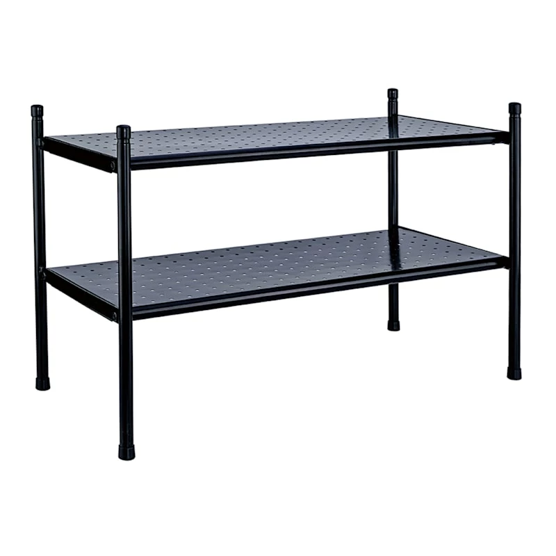 2-Tier Punch Metal Shoe Rack, Black 1 2-Tier Punch Metal Shoe Rack, Black