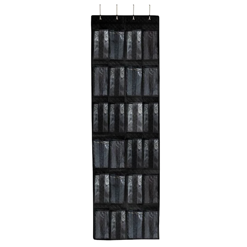 24-Pocket Over The Door Shoe Organizer, Black 1 24-Pocket Over The Door Shoe Organizer, Black