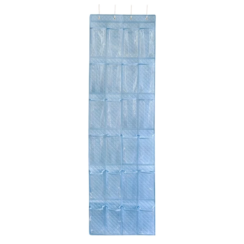 24-Pocket Over The Door Shoe Organizer, Blue 1 24-Pocket Over The Door Shoe Organizer, Blue