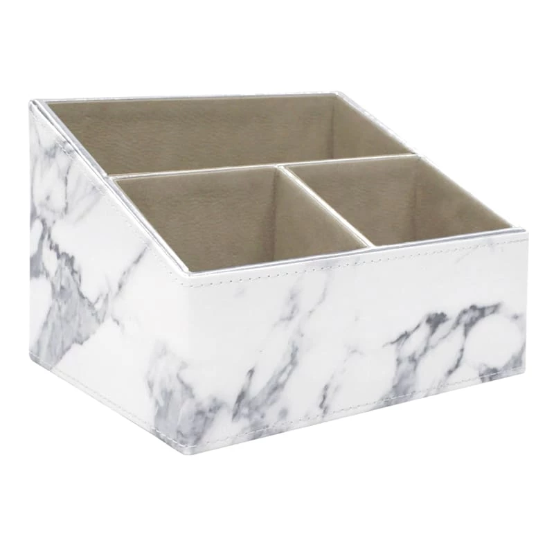 3-Compartment Marbled Desk Organizer, Large 1 3-Compartment Marbled Desk Organizer, Large