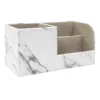 3-Compartment White Pencil & Desk Organizer