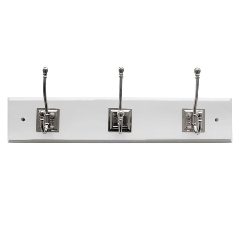 3-Hook Square Wall Hanger, White 1 3-Hook Square Wall Hanger, White