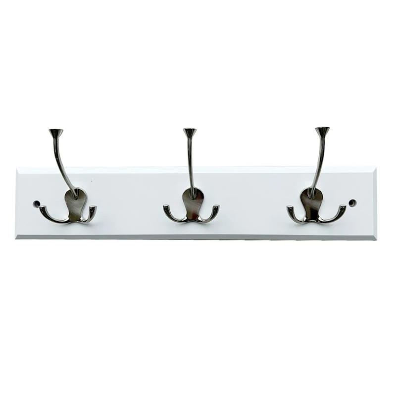 3-Hook Triple Wall Hanger, White 1 3-Hook Triple Wall Hanger, White