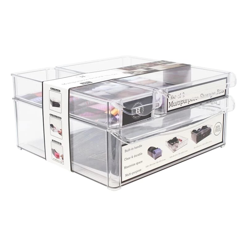 3-Piece Deep Starter Set Home Storage Bin Set 1 3-Piece Deep Starter Set Home Storage Bin Set