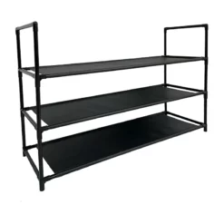 3-Tier Fabric Shoe Rack, Black