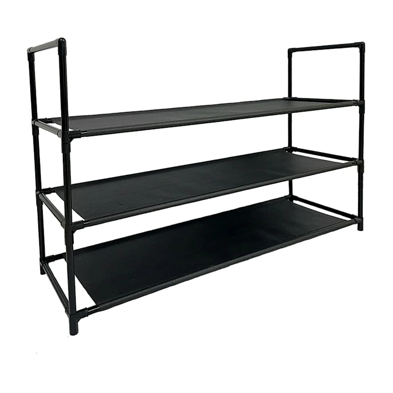3-Tier Fabric Shoe Rack, Black 1 3-Tier Fabric Shoe Rack, Black