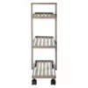 3-Tier Grey Wood Rolling Cart