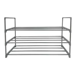 3-Tier Metal Shoe Rack, Grey