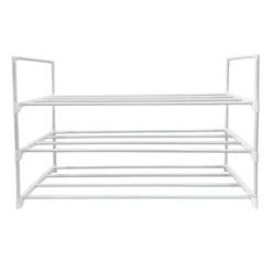 3-Tier Metal Shoe Rack, White