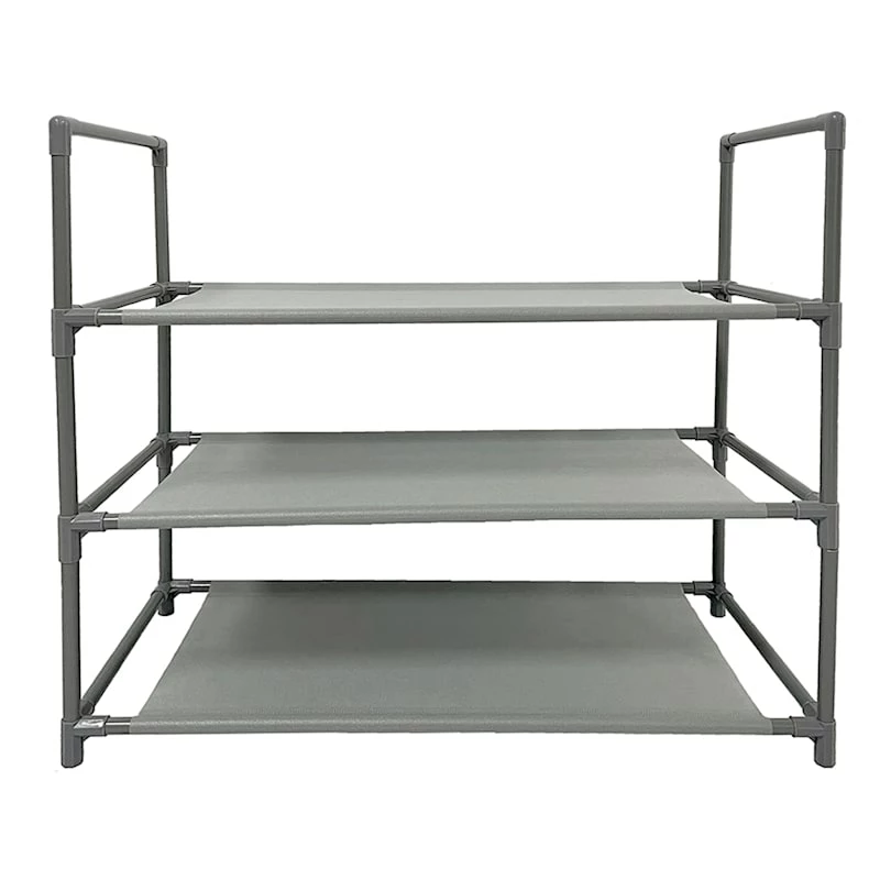 3-Tier Multi-Use Stackable Shoe Rack, Grey 2 3-Tier Multi-Use Stackable Shoe Rack, Grey - Image 2