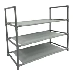 3-Tier Multi-Use Stackable Shoe Rack, Grey