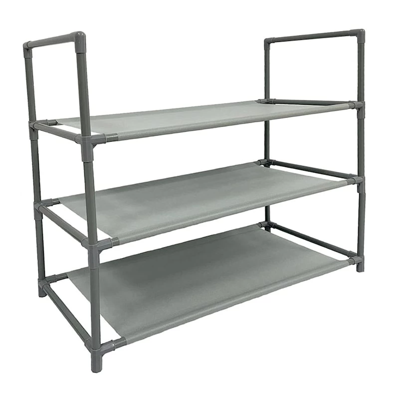 3-Tier Multi-Use Stackable Shoe Rack, Grey 1 3-Tier Multi-Use Stackable Shoe Rack, Grey