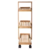 3-Tier Natural Wood Rolling Cart
