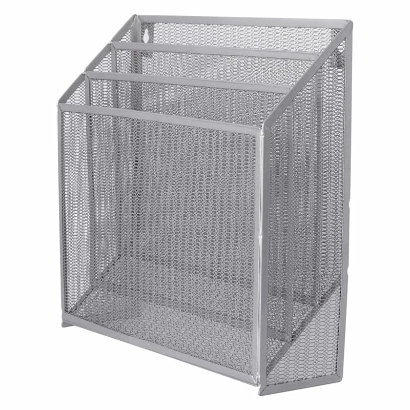 3-Tier Silver Metal Mesh Desktop File Organizer 2 3-Tier Silver Metal Mesh Desktop File Organizer - Image 2
