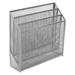 3-Tier Silver Metal Mesh Desktop File Organizer