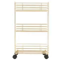3-Tier Slim Gold Metal Mesh Rolling Cart