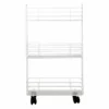 3-Tier Slim White Metal Mesh Rolling Cart