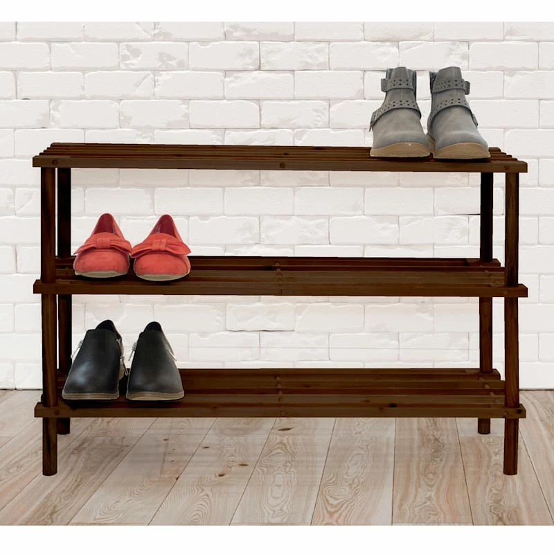 3-Tier Wood Shoe Rack Espresso 3 3-Tier Wood Shoe Rack Espresso - Image 3