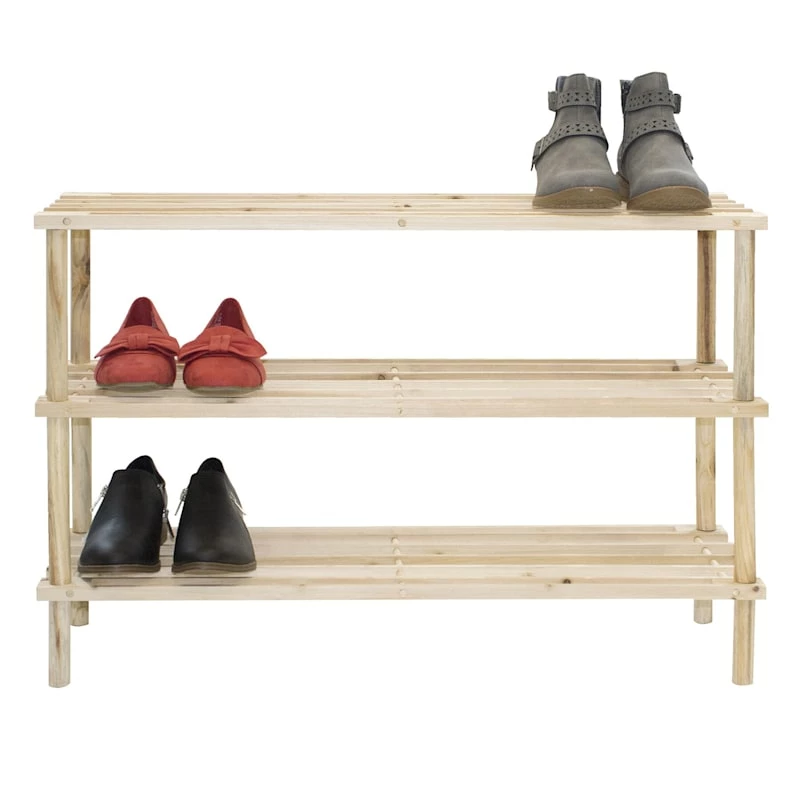 3-Tier Wood Shoe Rack Natural 1 3-Tier Wood Shoe Rack Natural