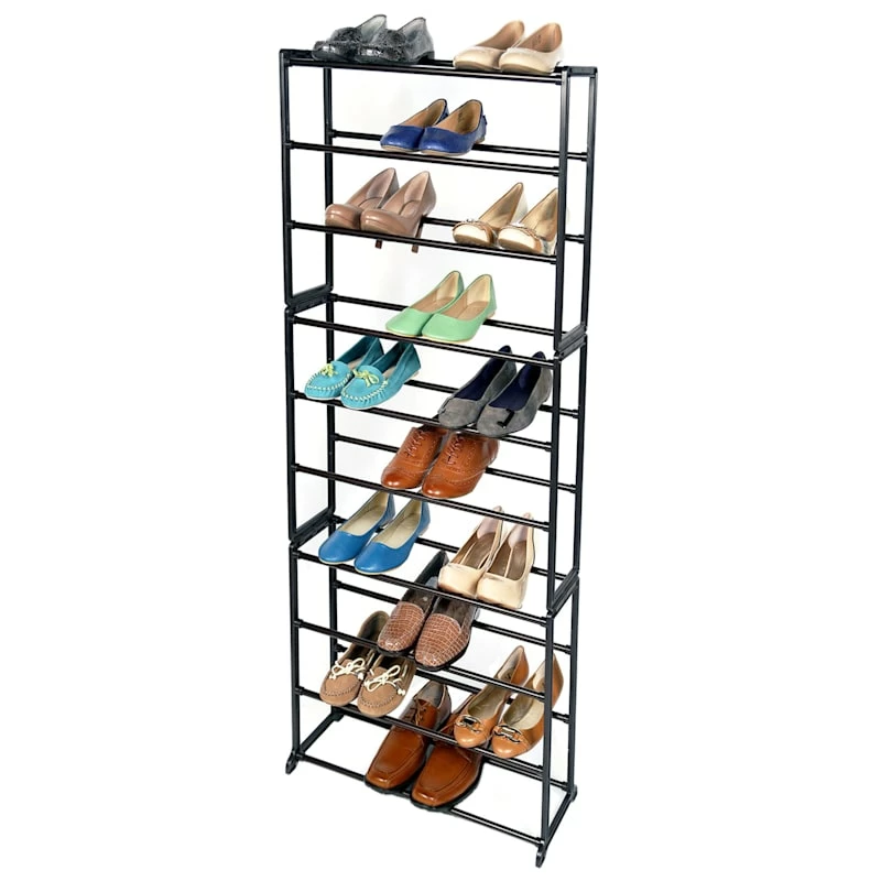 30-Pair Standing Shoe Rack, Bronze 1 30-Pair Standing Shoe Rack, Bronze