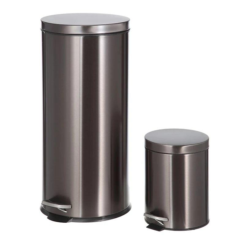 30l Black Stainless Steel Trash Can With Bonus 5l Bin 2 30l Black Stainless Steel Trash Can With Bonus 5l Bin - Image 2